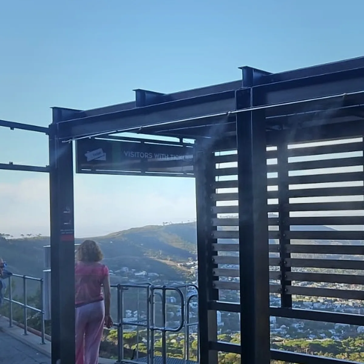 Stainless steel misting system installed at outdoor restaurant South Africa